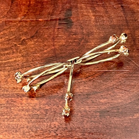 Vintage Gold Tone Multi Band Ring with Yellow Stones - Picture 5 of 12